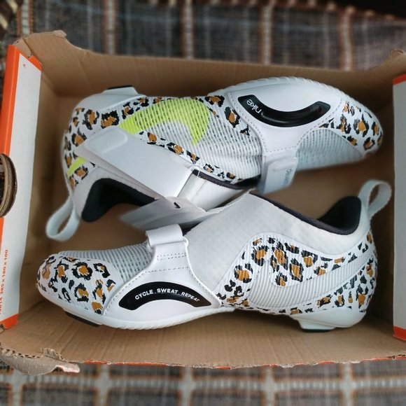 Sz 6.5,7,7.5 Women Nike SuperRep Cycle White Leopard Cycling Shoes CJ0775-177 - Picture 7 of 13